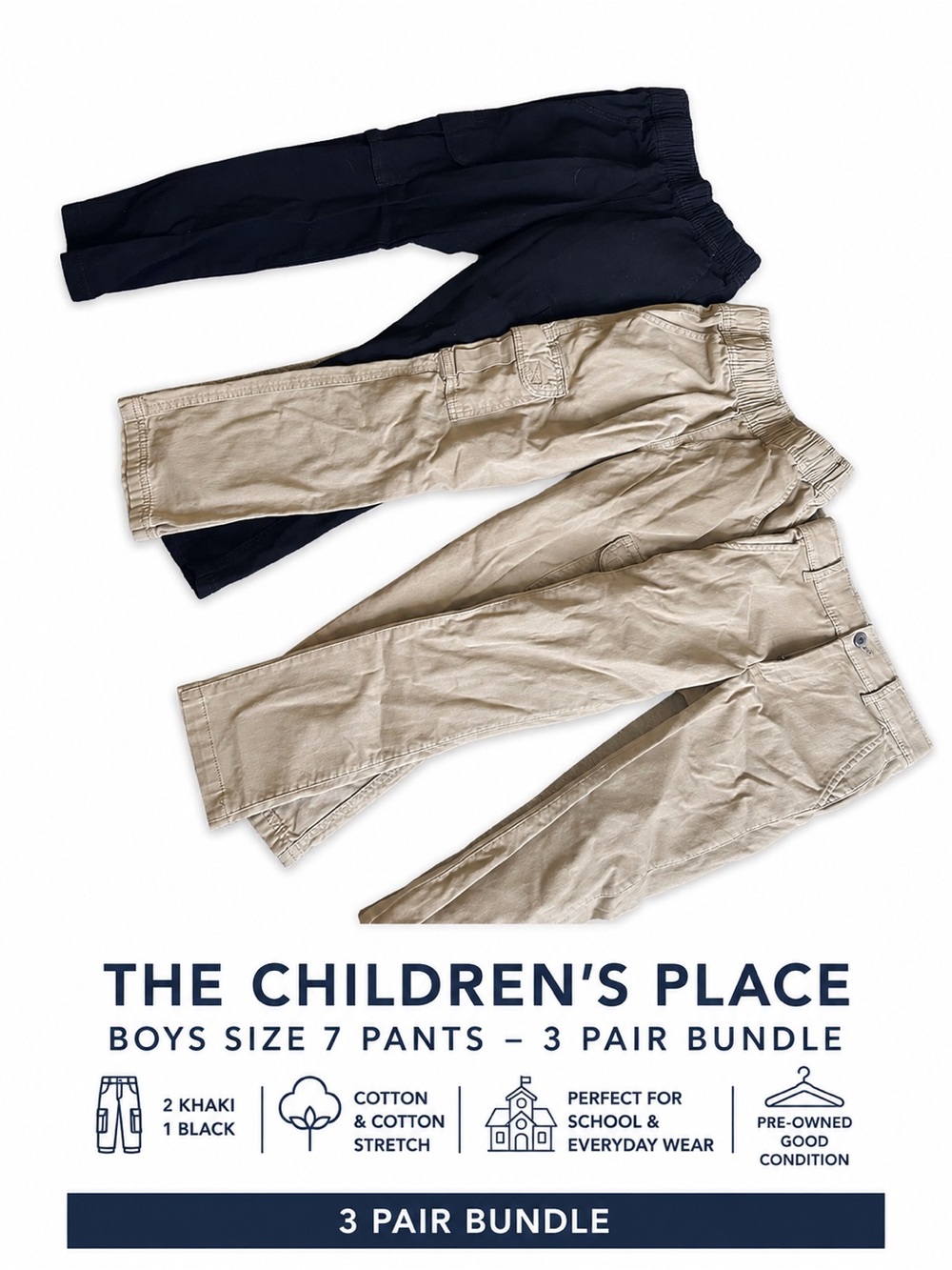 The Children’s Place Boys Size 7 Pants – 3 Pair Bundle